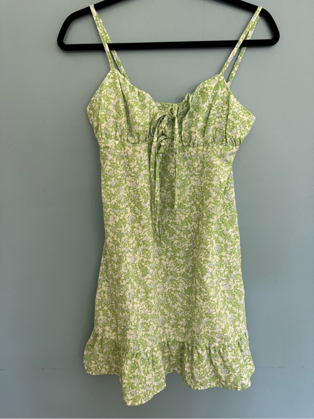 Cider Light Green Floral Tie-Front Slip Dress